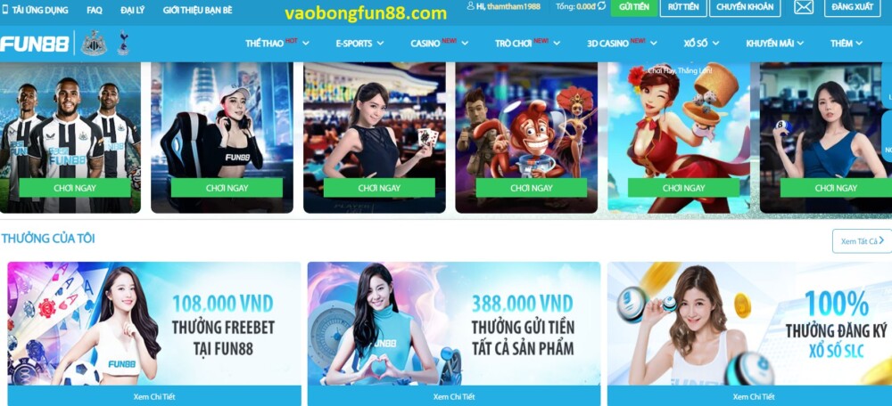 Gửi tiền tại FUN88